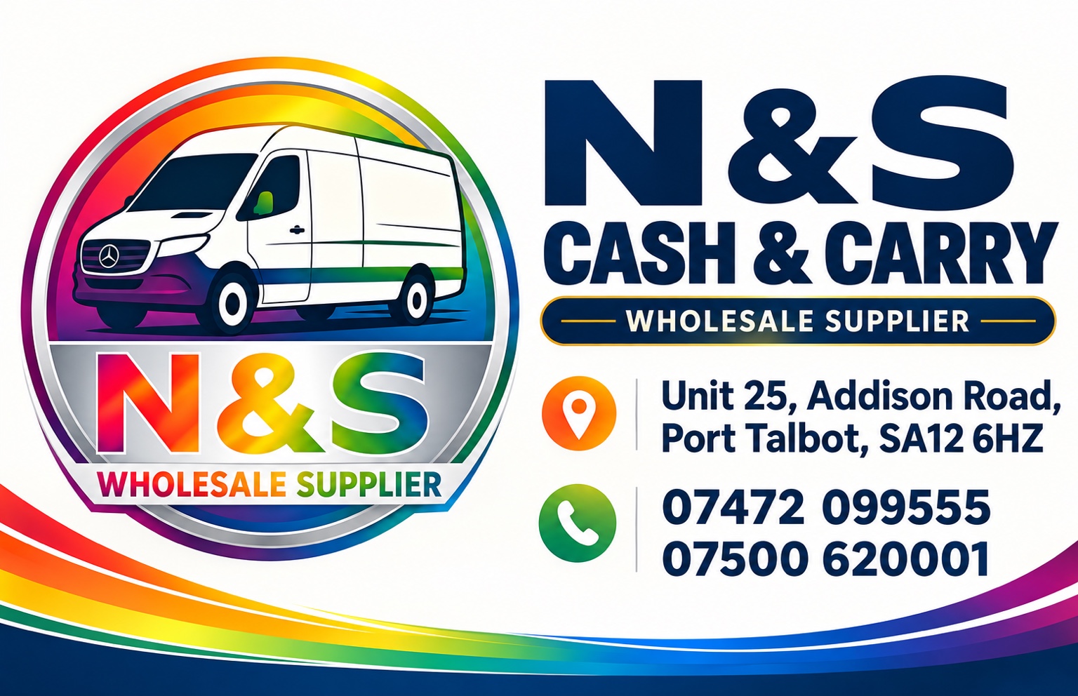 N&S wholesale supplier logo with delivery van
